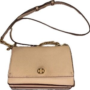 Tory Burch Tan Leather Crossbody Bag with Gold Hardware
